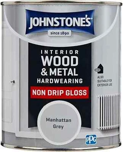 Johnstone's Manhattan Grey Gloss Paint for Wood & Metal, 750ml, Non-Drip - Picture 1 of 1