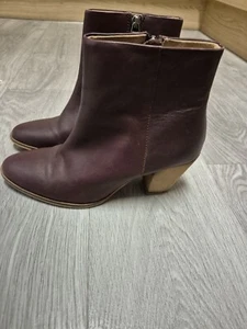 White Stuff Burgundy Leather Ankle Boots, Zip Up, Size UK 6 / EU 39 - Picture 1 of 5