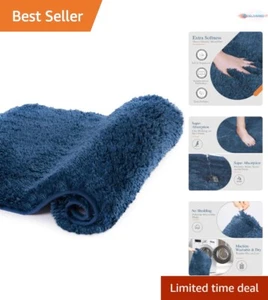 Bath Mat Microfiber 20x32 Non Slip High Pile Soft Plush Machine Washable - Picture 1 of 10