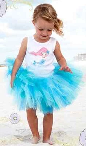 Beautiful Pansy Pie Little Mermaid Tank Top Poofy Ocean Blue Tutu Boutique Set - Picture 1 of 5