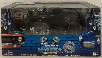 1/18 & 1/64 MUSCLE MACHINES Black 41 Willys Coupe Build It Kit Diecast Set - Image 1 of 4