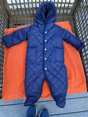 Ralph Lauren Polo Size 6M Baby Snowsuit Navy Blue Quilted Bunting Boys Girls - Image 1 of 4