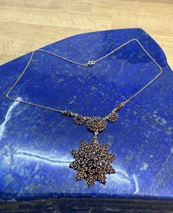 Collier Silber 900 vergoldet mit Granat / Mit Stern - Bild 1 von 6