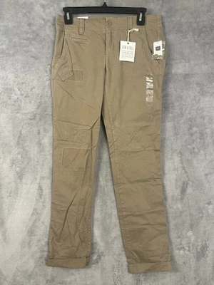 Gap Pants Womens Juniors 1 Khaki Y2K Sew & Tell Beige Rare Unique Embroidered - Image 1 of 4