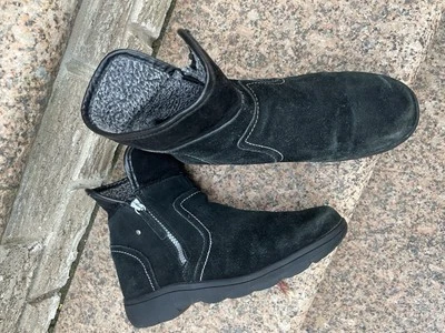 Botas deportivas para mujer botines al tobillo de gamuza cuello de piel sintética cremallera TALLA 8,5 Foto 1 de 4