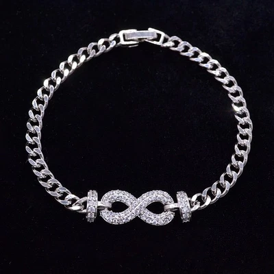 18K Yellow Gold Filled Women Fashion Clear Topaz Infinity Symbol Bracelet - Image 1 of 2