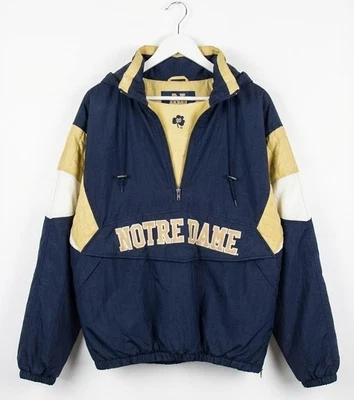 Vintage 90s 'Majestic' Notre Dame Fighting Irish Puffer Jacket Men's XL 1/4 Zip - Image 1 of 3