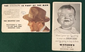 Stetson Whippet Men's Hat & Arrow Shirts Advertising Ink Blotters Bridgeport CT - Picture 1 of 6