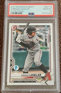 Carta Jordan Lawlar Bowman Draft 1a edizione #BD-194 Diamondbacks PSA 10 gemme! - Foto 1 di 6