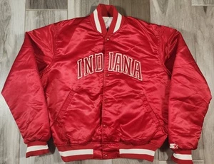 Vintage 80s NCAA University Of Indiana Starter Satin Varsity Bomber Jacket Sz L - Picture 1 of 17