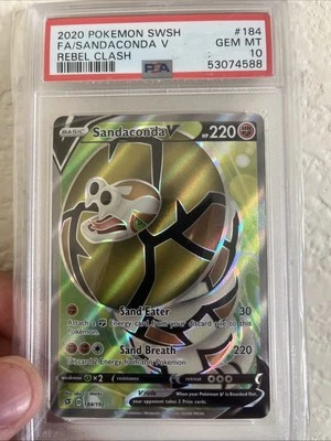 2020 Pokemon: SANDACONDA V 184/192 [Full Art] [Rebel Clash] Gem Mint - PSA 10 💎 - Image 1 of 4