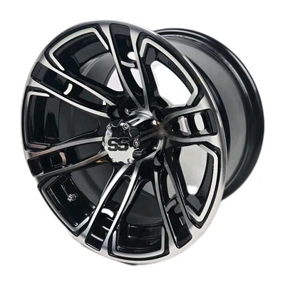 One RHOX Black Golf Cart Wheels, 12x7, ET -25 New Open Box Free Shipping  - Image 1 of 4