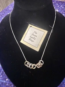 Seven Rings of Luck Sterling Silver Box Chain Necklace Italy 18" long NWT - Picture 1 of 5
