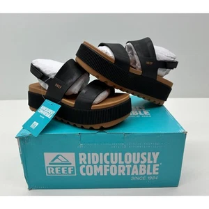 REEF WOMEN'S WATER VISTA HIGHER SANDALS BLACK COGNAC SIZE 7 NIB #02S - Picture 1 of 11