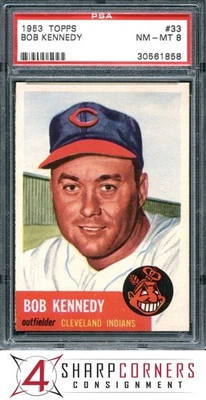1953 TOPPS #33 BOB KENNEDY INDIANS PSA 8 - Image 1 of 4