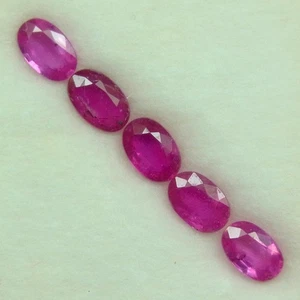 SHIMMERING SET! Mozambique Ruby AAA Neon Cherry Red Pink 2.80ct.Oval Cut 6x4mm. - Picture 1 of 4