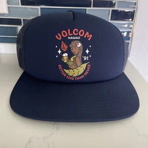 Volcom Hat Cap Hawaii Girl LOGO Snapback Navy Blue Better Leid Than Never - Picture 1 of 16