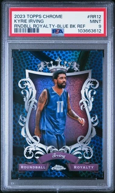 2023 Topps Chrome Roundball Royalty Blue Refractor #12 Kyrie Irving PSA 9 Pop 1 - Image 1 of 1