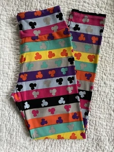 NWT Lularoe Disney Leggings OS Rainbow Minnie Mouse Stripes Rare VTG - Picture 1 of 2