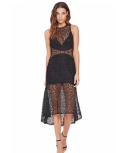 Nicholas Dress AUS 6 US2 Midi Black Lace Sleeveless Bell Hem Formal Cocktail - Picture 1 of 8