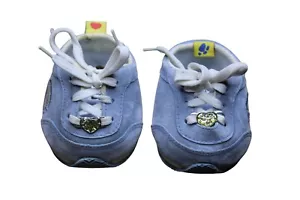 Build-A-Bear Skechers Blue Suede-Look Sneakers Shoes with Glitter Heart Accent - Picture 1 of 4