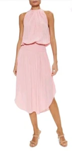 RAMY BROOK Audrey PINK Dress Smocked Blouson Midi Op Pink NWT Size Med Msrp $425 - Picture 1 of 7