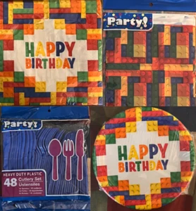 Birthday Party Building Blocks Theme Tableware & Serveware - Picture 1 of 9