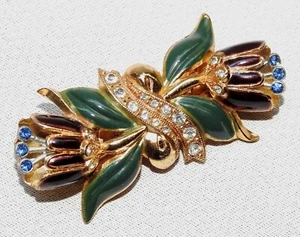 Broche de Colección Esmalte Camelia Clip CORO Dúo Firmado Pt 1852188 Adolph Katz 39k - Imagen 1 de 3