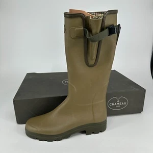 Le Chameau Boots Vierzon M Vert Mens 13 Iconic Green Plaid Lined NEW - Picture 1 of 8