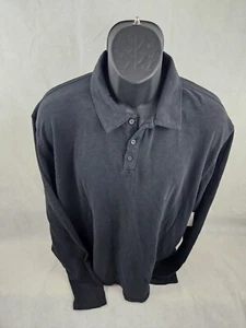 Lucky Brand Men's Weekend Slub Jersey Long Sleeve Polo AR8 Jet Black 2Large NWT - Picture 1 of 6