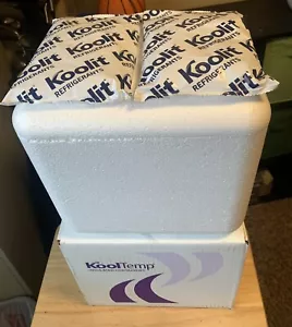 Kooltemp insulated Styrofoam cooler foam container 12”x8”x10” W/cold Packs - Picture 1 of 4