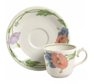 Vintage Villeroy & Boch, AMAPOLA Vitro Porcelain Germany Poppies Cup Saucer Set - Picture 1 of 4