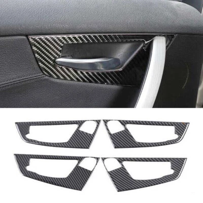 Cubierta interior de manija de puerta de coche de fibra de carbono real decoración 4* para BMW X3 E83 2006-2010 Foto 1 de 4