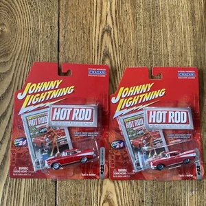 1/64 1957 Chevy Bel Air Red Juego de 2 ruedas interiores blanco rayo Hot Rod - Imagen 1 de 11