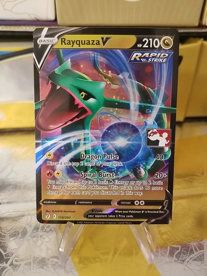 Rayquaza V Pokemon Prize Pack Series 1 Promo Pokemon Card NM/LP Play Stamp - Image 1 of 2