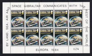 Gibraltar Europa 1984 Postal & Communication Links, MNH pane x10, sc#460 [p53a] - Picture 1 of 1