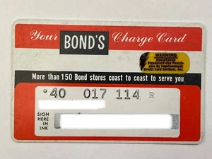 Vintage Bond’s Charge Card Bond Stores pre-magnetic strip - Picture 1 of 2