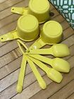 Vintage Tupperware Measuring 5 Spoons And 3 Cups YELLOW Set 8 pc Free Ship