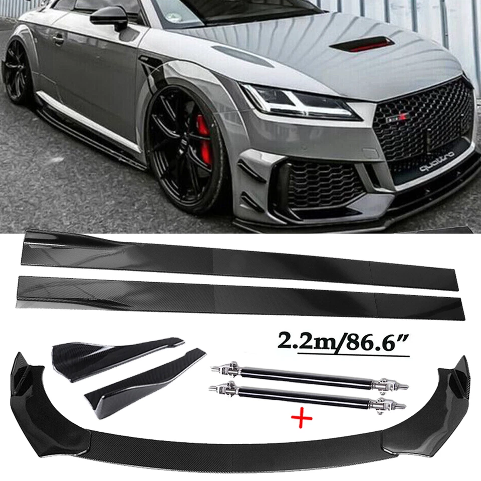 Front Lip Chin Bumper Body Kits 86.6" Side Skirt For AUDI A8 Carbon Fiber L - Изображение 1 из 4
