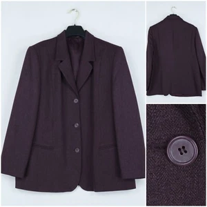 Womens Blazer XL Size UK 18 EU 44 Burgundy Herringbone Formal Jacket - Picture 1 of 11