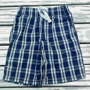 Carter's Size 5 plaid shorts Wout tags 100% cotton Navy Blue pull string - Picture 1 of 4