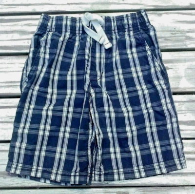 Carter's Size 5 plaid shorts Wout tags 100% cotton Navy Blue pull string - Image 1 of 4