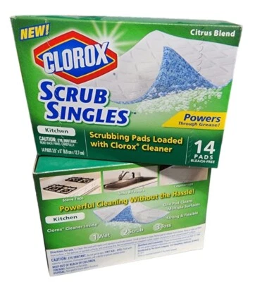 2X CLOROX SCRUB Single Kitchen Pad Citrus Blend 14 Pads NEW Discontinued SEALED - Image 1 of 3