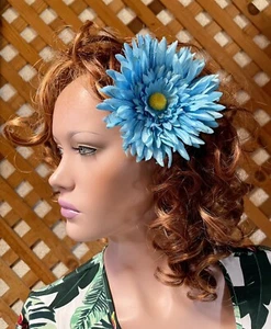 Schöne große blaue Stoff FLORAL HAARSPANGE - Bild 1 von 6