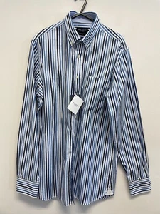 HACKETT PURE COTTON LS SHIRT IN BLUE MIX STRIPE SIZE M BNWT (S211) - Picture 1 of 9