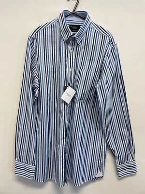 HACKETT PURE COTTON LS SHIRT IN BLUE MIX STRIPE SIZE M BNWT (S211) - Image 1 of 4