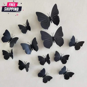 12pcs/Set 3D Butterfly Wall Sticker Modern Magnet Butterfly Sticker Vinyl Decal - Picture 1 of 7