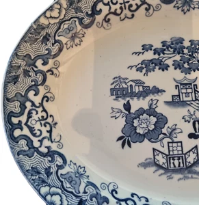 Vintage "Nankin" Old Willow Pattern Meat Platter/Serving Dish Blue White - Picture 1 of 5