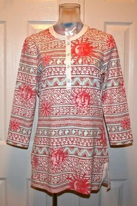 J McLaughlin Biscayne Catalina Cloth Tunic Top, Coral Sun Print, Small, NWT - Picture 1 of 3