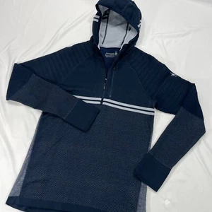 Smartwool Men's Small Intraknit Merino Wool Tech 1/2 Zip Hoodie Blue Gray - Picture 1 of 10
